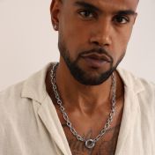 Eternity Circle Figaro Chain Necklace