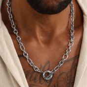 Eternity Circle Figaro Chain Necklace