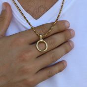 Eternity Circle Engraved Necklace for Men - 18K Gold Plated