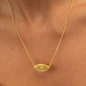 Evil Eye Engraved Map Necklace [14 Karat Gold]