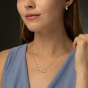 Diamond Evil Eye Silhouette Map Necklace [14 Karat Gold]