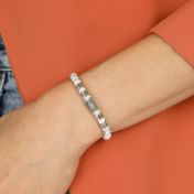 Bracelet Howlite Prénom avec Œil du Mal pour Femme - Diamant [Argent 925]