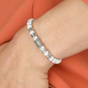 Howlite Evil Eye Women Name Bracelet With Diamond [Sterling Silver]
