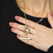 Family Anchor Link Chain Name Necklace - Dark Circle [18K Gold Vermeil]