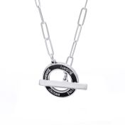 Family Anchor Link Chain Name Necklace - Dark Circle [Sterling Silver]