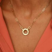 Family Circle Link Chain Name Necklace with a Diamond [18K Gold Vermeil]