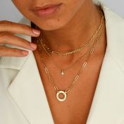 Family Circle Link Chain Name Necklace with a Diamond [18K Gold Plated]