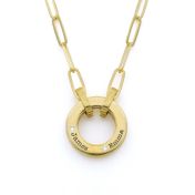 Family Circle Link Chain Name Necklace with a Diamond [18K Gold Plated]