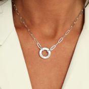 Collar Personalizado de Cadena de Eslabones Círculo Familiar con Diamante [Plata de Ley]