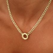 Family Circle Curb Chain Necklace [18K Rose Gold Plated]