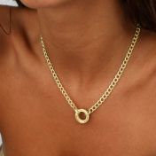 Family Circle Curb Chain Necklace [18K Rose Gold Plated]