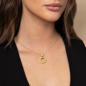 Family Circle Engraved Necklace with Diamond [18K Gold Vermeil]
