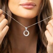 Family Circle Engraved Necklace with Diamond [Sterling Silver]