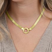 Helena Circle Milanese Chain Name Necklace [18K Rose Gold Plated]