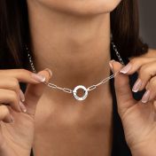 Familie Cirkel Schakel Ketting met Naam [Sterling Zilver]