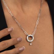 Helena Circle Link Chain Name Necklace with 0.3ct Diamond [Sterling Silver]