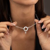 Collier Trombone Cercle de Famille avec Prénoms [Argent 925]