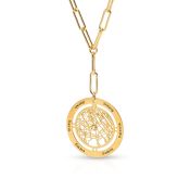 Big Family Circle Map Name Necklace - Styled Link Chain [18K Gold Vermeil]