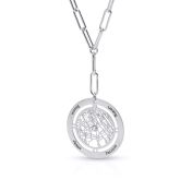 Collier Carte Cercle Familial avec Prénoms Stylé en Chaîne Maillons [Argent 925]