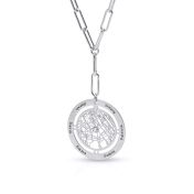 Big Family Circle Map Name Necklace - Styled Link Chain [Sterling Silver]
