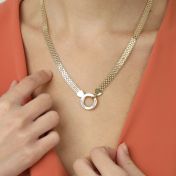 Helena Circle Milanese Chain Name Necklace with Diamonds [18K Gold Vermeil]