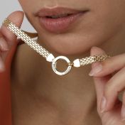 Helena Circle Milanese Chain Name Necklace with Diamonds [18K Gold Vermeil]