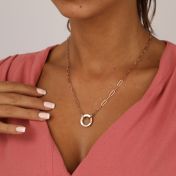 Family Circle Link Chain Name Necklace [18K Rose Gold Plated]