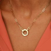 Family Circle Birthstone Necklace with Link Chain [18K Gold Plated]