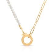 Emma Paperclip & Pearl Necklace [18K Gold Plated]