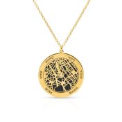 Big Family Circle Silhouette Map Necklace with Names [18K Gold Vermeil]