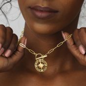 Family Compass Link Chain Name Necklace [18K Gold Plated]