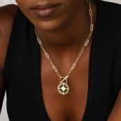 Family Compass Link Chain Name Necklace [18K Gold Vermeil]
