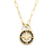 Family Compass Link Chain Name Necklace [18K Gold Vermeil]