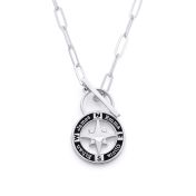 Family Compass Link Chain Name Necklace [Sterling Silver]
