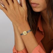  Bracelet Boussole Familiale avec Prénoms pour Femme [Argent 925 Foncé / Plaqué Or 18ct] 