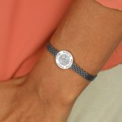 Bracelet Boussole Familiale avec Prénoms pour Femme [Argent 925 Foncé]