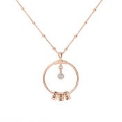 Family Circle Name Necklace with a Diamond [18K Rose Gold Plated]