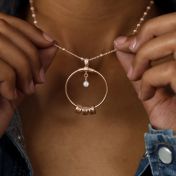 Family Circle Name Necklace with a Diamond [18K Rose Gold Plated]