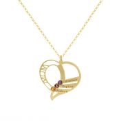 Family Heart Name and Birthstone Necklace [18K Gold Plated]