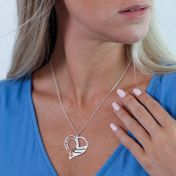Family Heart Name and Birthstone Necklace [Sterling Silver]