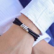 Bracelet Famille avec Prénoms pour Femme - Argent 925 [Daim Noir]