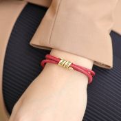 Family Name Bracelet for Women - Gold Plated [Red Suede]