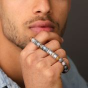 Family Tree Diamond Men Name Bracelet - Picasso Jasper [Sterling Silver]