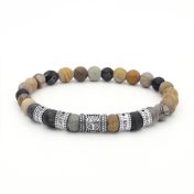 Family Tree Diamond Men Name Bracelet - Picasso Jasper [Sterling Silver]
