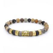 Family Tree Name Bracelet with Picasso Jasper Stones [18K Gold Vermeil]