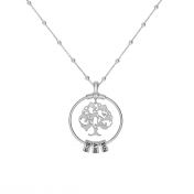 Family Tree and Figaro-Styled Chain Name Necklace Set [Sterling Silver]