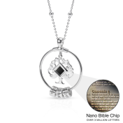 Familienbaum Namenskette mit Nano Bibel [Sterlingsilber]