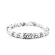 Family Tree Women Name Bracelet With Howlite Stones [Sterling Silver]