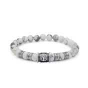 Family Tree Women Name Bracelet With Howlite Stones [Sterling Silver]