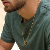 Father's Circle Box Chain Name Necklace for Men - 18K Gold Plated